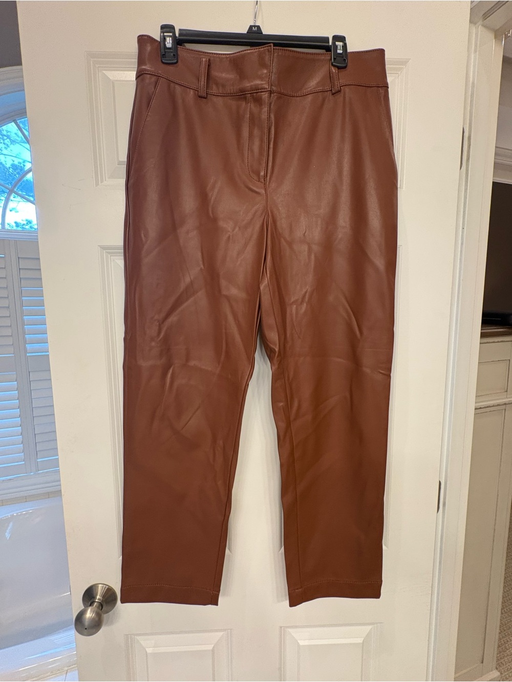 LOFT Faux Leather Pants in Warm Cognac Brown